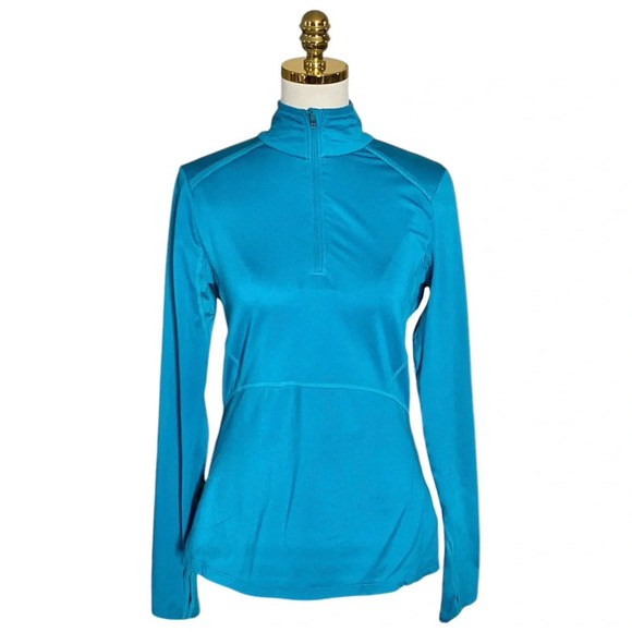 ATHLETA | Women’s Cold Weather Running Half Zip Turquoise Jacket Size M - Picture 1 of 9